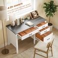 thumbnail image 3 of 54" Farmhouse Executive Computer Desk with 4 Drawers, White Wood Grain Office Desk with Adjustable File Rails for A4/Letter Folders, Spacious Writing Table for Home Study, 3 of 7