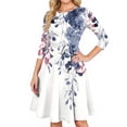 thumbnail image 3 of Women's Cocktail Dress Evening Dress 3/4 Sleeve Floral Print Vintage Wedding Guest Dress for Party Banquet Spring Fall,Sky Blue,XL, 3 of 6