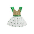 thumbnail image 1 of Qmyliery Sequined Romper Dress, Clover Pattern Fly Sleeve V-Neck One-piece Gift, 1 of 9
