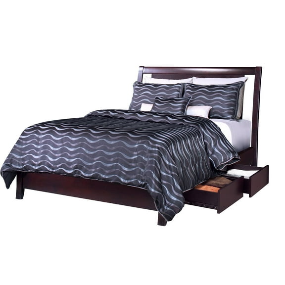 Napierd 4PC Cal King Storage Bed, Nightstand, Dresser & Mirror Set in Espresso Mahogany