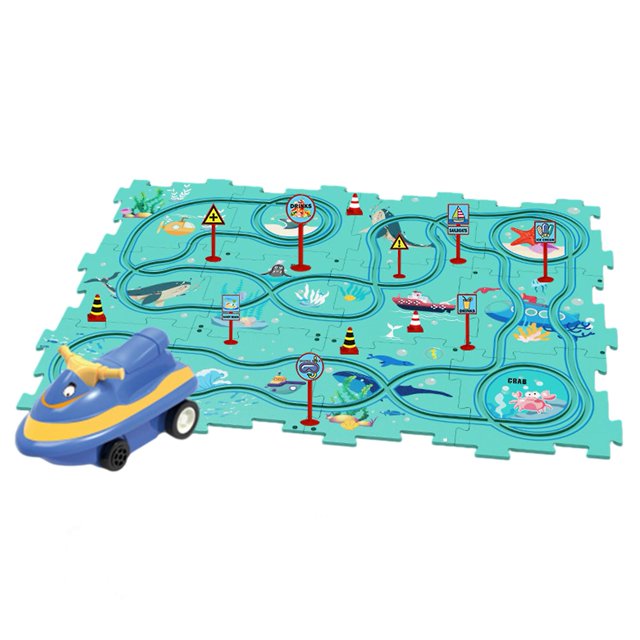 Funny Electric Puzzle Rail Car Toy Battery Powered Vehicle and Puzzle Board Children's Day Gift