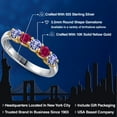 thumbnail image 2 of Gem Stone King 925 Silver and 10K Yellow Gold Blue Tanzanite and Red Created Ruby Wedding-Bands Ring for Women | 1.04 Cttw | Round 3.5MM | Gemstone December Birthstone | Size 5, 2 of 6