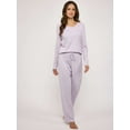 thumbnail image 2 of Real Essentials 3 Pack Women's Soft Cotton Long Sleeve Pajama Set with Pants - Lounge Sets for Women (Available In Plus), 2 of 6