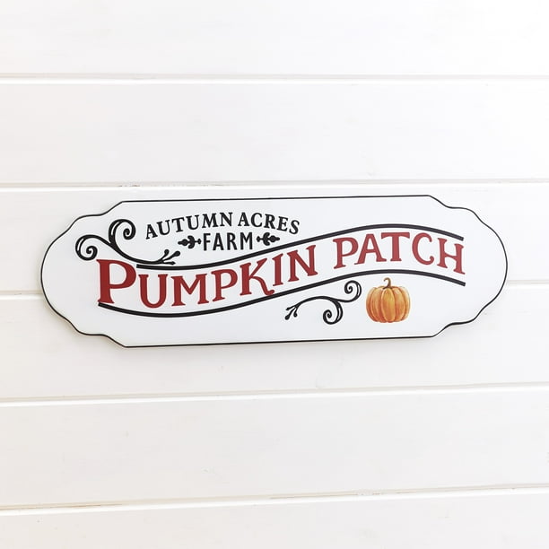 Metal Fall Wall Décor Hanging Harvest Pumpkin Patch Sign Vintage Autumn Home Accent