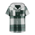 thumbnail image 3 of Rloper-Lop Plaid Printed Hoodies for Men Short Sleeve T-Shirts Casual Button Down Tee Tops Summer Vacation Outdoor Tops With Pockets, 3 of 5