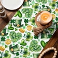 thumbnail image 3 of St. Patrick's Day Table Runner - 70 Inch Long Spring Shamrocks Green Love Heart Hats Cotton and Linen Blended Dress Scarves Farmhouse Table Runner for Kitchen Dining, Coffee Table, 13" x 70", 3 of 8