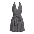 thumbnail image 4 of Iyufng Summer Dresses for Women Waist-Cinched Sleeveless Halter Dress V-Neck Casual Short Dress, 4 of 6