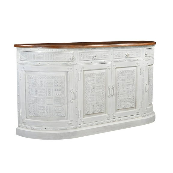 Taran Designs Isabella 4-drawer 4-door Solid Wood Sideboard in White/Brown