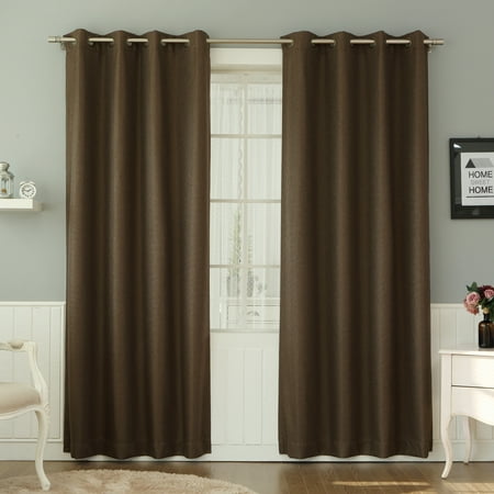 Designer Basketweave - Basketweave Linen Look Room Darkening Grommet Curtain Pair