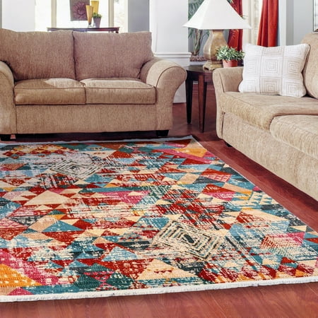 Geometric Vibrant Vintage Area Rug V107a Multicolour 2 X 3 Vintage Area Rug V107a Multicolour