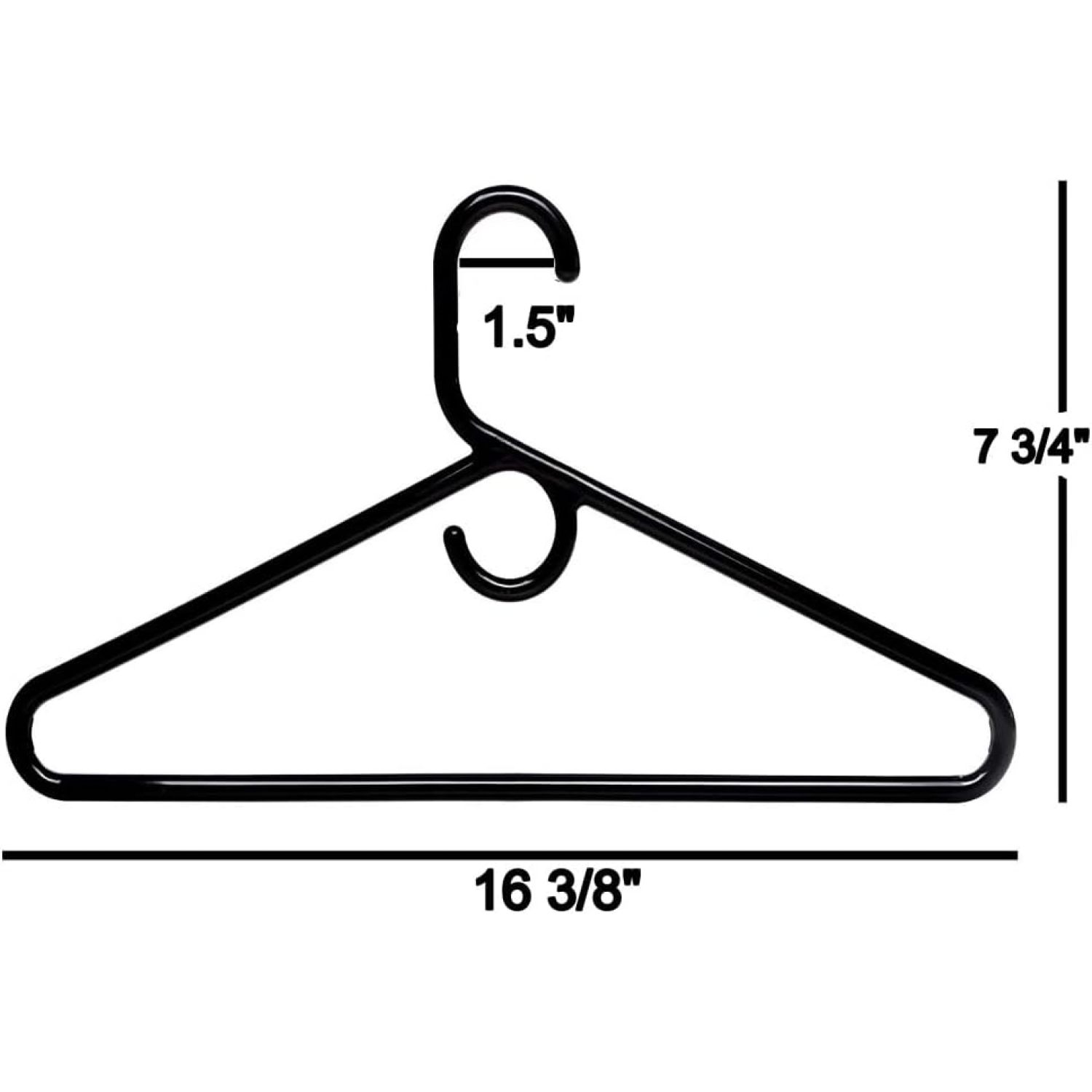 Plastic Hangers Heavy Duty, 32 Pcs. Black Color, Made in USA, 3/8