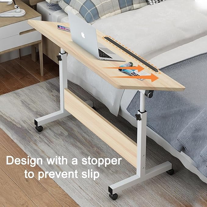 Rolling Desk Adjustable Height,Rolling Computer Cart,Portable Laptop Desk,Small Adjustable Home Office Desk,Rolling Laptop Desk,Small Portable Desk