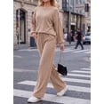 thumbnail image 4 of Cueply Two Piece Sets for Women Outfits Fall Lounge Set Sweatshirt Knit Pullover Sweater Tops Wide Leg Pants, 4 of 9