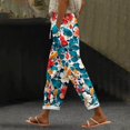 thumbnail image 2 of YUANGUANST Wide Leg Pants Woman Women's Spring And Summer Casual 3D Printed Back Pocket Cotton And Linen Pants Office Slacks, 2 of 4
