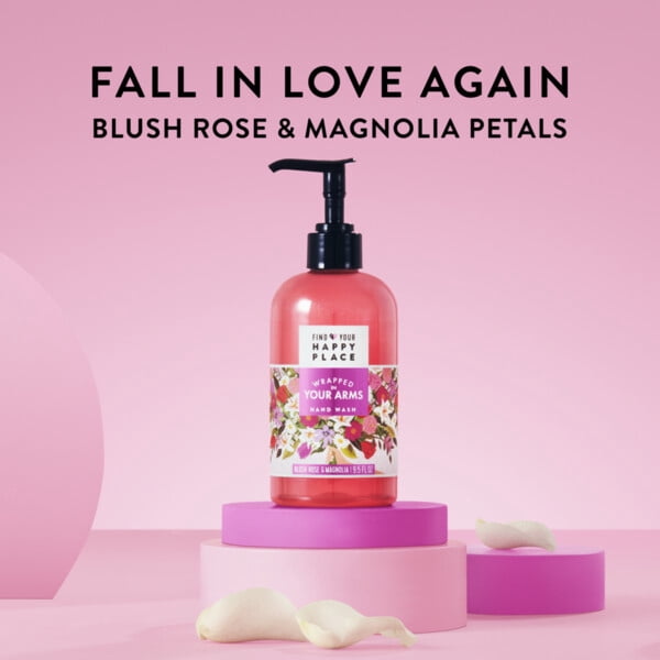 Find Your Happy Place Wrapped In Your Arms Foaming Liquid Hand Wash Blush Rose and Magnolia 8 fl oz