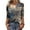 Blue, variant on Women's Retro 3/4 Sleeve Round Collar Printed T-Shirt with Floral Pattern, Ladies Casual Blouse for Retro Style, Comfortable Loose Fit Top for Everyday Wear,Army Green L
