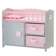 Olivia's Little World Wooden Baby Doll Crib Bed& Cabinet, Pink/Gray