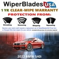 thumbnail image 2 of 2022 BMW 540i Beam Wiper Blades Wipers w/1yr Warranty (Set of 2) (WiperBladesUSA), 2 of 5