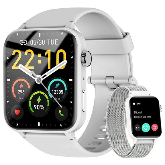 Blackview Smart Watch for Men Women, 1.83" Fitness Watch with Bluetooth Call/Voice Assistant, Waterproof, 100  Sports Modes for Android and Apple iOS,Grey