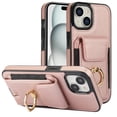 thumbnail image 2 of For iPhone 14 Plus Wallet Case with Card Holder, 360°Rotation Ring Holder Kickstand, 4 Card Slots PU Leather Case, RFID Blocking Magnetic Clasp Protective Cover,Rosegold, 2 of 15
