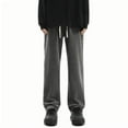 thumbnail image 3 of Pounoo New Jeans for Men Clearance Fashion Elastic Waist Wide Leg Pants Men Solid Comfort Fit Long Pants Pocket Drawstring Mid Waist Relaxed Fit Jeans Black Xxl, 3 of 4