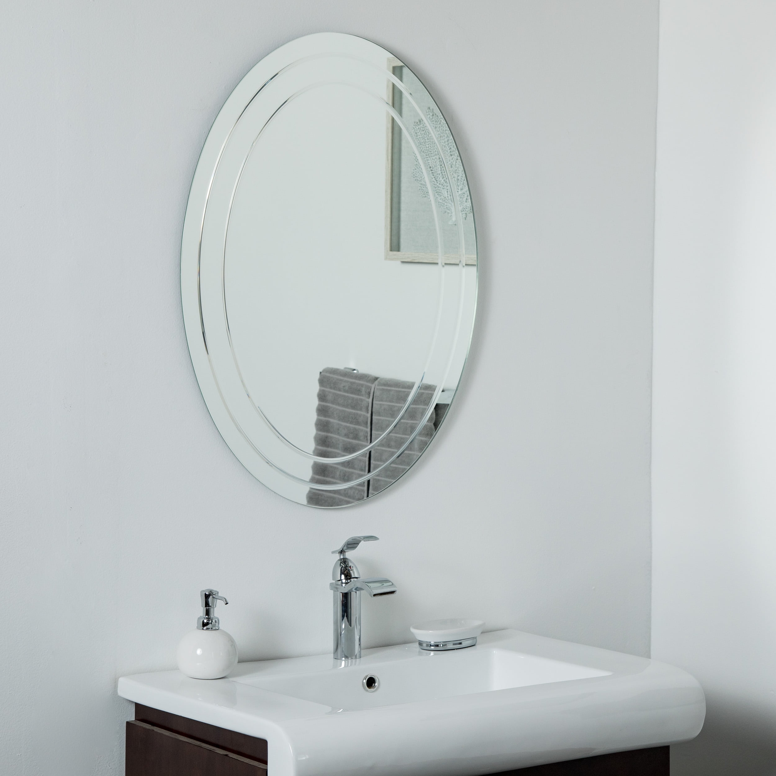 Tate Frameless Oval Mirror 31.5 x 23.6in Wall Mirror