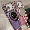 thumbnail image 5 of for iPhone 17 Pro Magnetic Kickstand Case, [Compatible with Magsafe] Shockproof Glitter Cute Bling Cover Makeup Mirror Ring Holder Camera Protector for Girls Woman for iPhone 17 Pro, Silver, 5 of 10
