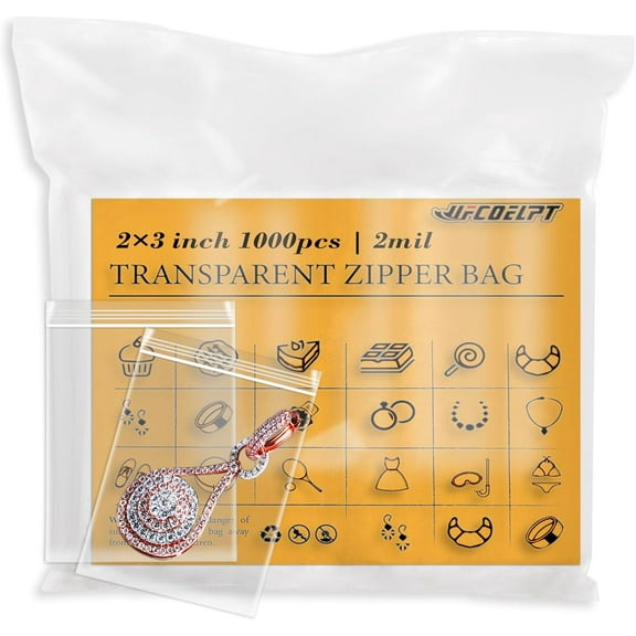 Small Ziplock Bags 2×3, 1000 Count Reselable Plastic Zip Bags, Bulk 2mil, Reclosable Poly Bags for Travel, Storage, Packaging and Shipping