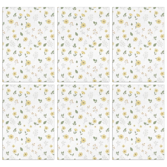 6 Pcs Pioneer Flower Floral Print Pattern Funny Kitchen Towels, Microfiber Dish Towels, Kitchen Tea Towels Set 18" X 26"