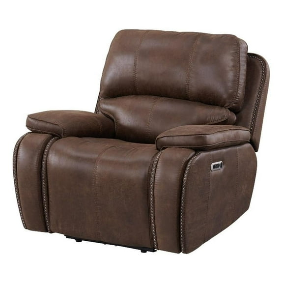 Pemberly Row Power Motion Recliner-Power Head Recliner-Brown