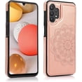 thumbnail image 6 of Design for Samsung Galaxy A42 5G Case with Tempered Glass Screen Protector Credit Card Holder Slot, PU Leather Wallet Phone Cases Stand Kickstand Protective Cover for Women Girls Rose Gold, 6 of 12