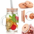 thumbnail image 2 of Bamboo Lid with Straw Hole Wide Compatibility Round Sealing Ring Mason Jar Lid Kitchen Supplies, 2 of 8
