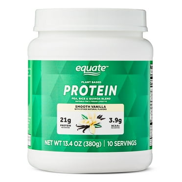 Equate Plant-Based Protein Powder Supplement, Smooth Vanilla, 13.4 oz