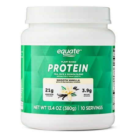 Equate Plant-Based Protein Supplement, Smooth Vanilla, 13.4 Ounces