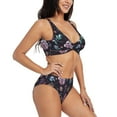 thumbnail image 2 of Wukai Roses Flowers Women's Bikini Set Two Piece,wimsuit High Waisted V Neck Twist Front Adjustable Spaghetti Straps Bathing Suit-, 2 of 7