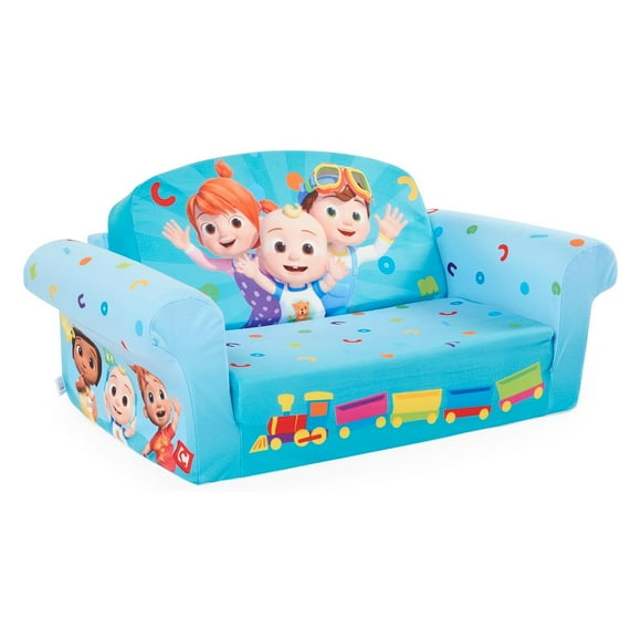 Marshmallow Furniture Kids 2-in-1 Flip Open Foam Sofa Bed, Cocomelon