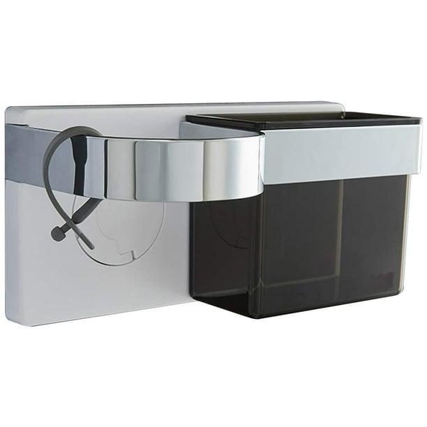 Soporte para secador de pelo Soporte para alisador de pared autoadhesivo con almacenamiento de ABS para sujetar cepillos para el cabello y accesorios de peinado Fuertemente adhesivo con bridas de