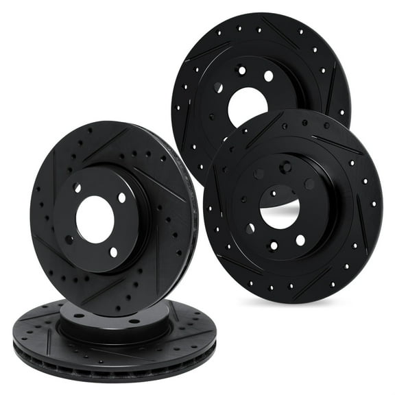 R1 Concepts Drilled and Slotted Black Disc Brake Rotor Set WHPN2-58021