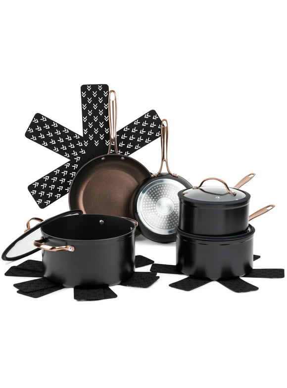 Thyme & Table Non-Stick 12-Piece Signature Cookware Set, Rose Gold