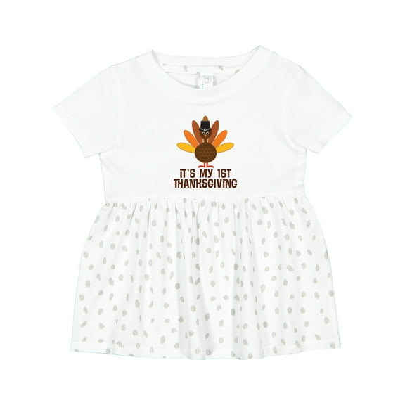 Inktastic My 1st Thanksgiving Turkey Girls Baby Dress