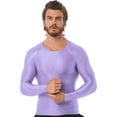 thumbnail image 1 of Jhaoyu Men's Glossy Long Sleeve Compression Shirts Athletic Workout Sports Rash Guard Undershirt Lavender M, 1 of 6
