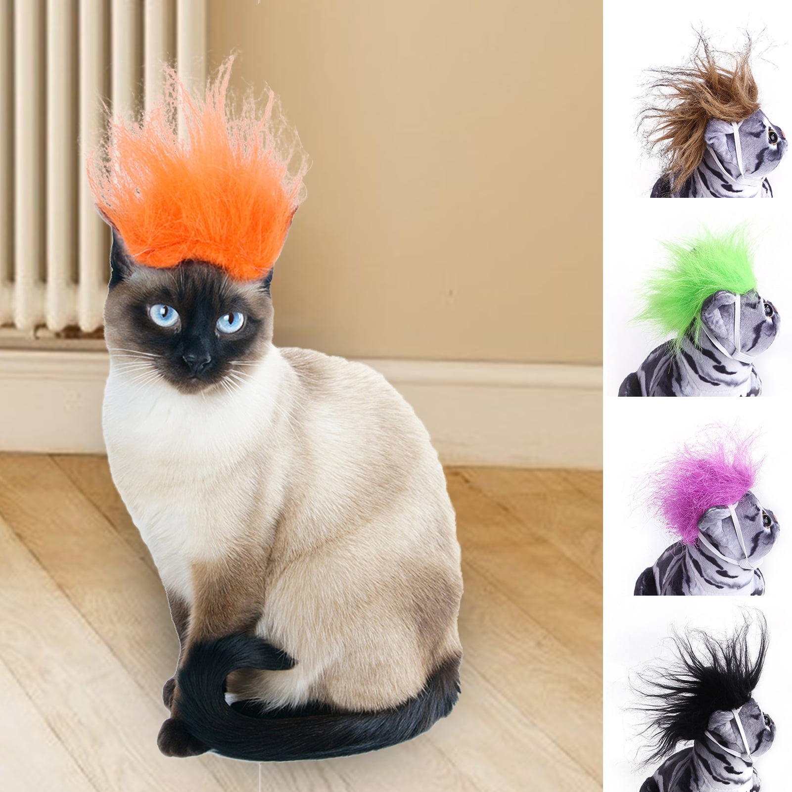 SPRING PARK Dog Wig Pet Costumes, Cat Costume Accessories Small Dog Headwear for Halloween Christmas Eve Festival Party Decor, Head Wear Apparel Toy