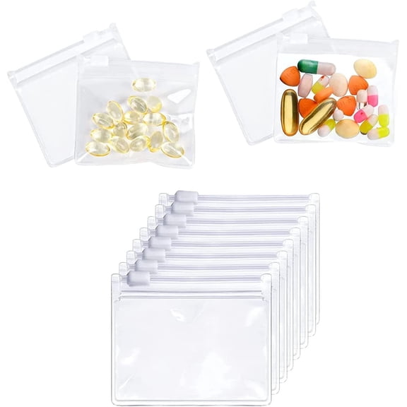 Zippered Pill Pouch Bags - 10 Pcs,Happon Slide Lock Clear Plastic Mini Bags,for Pills Vitamins, Supplements, Medications, Jewelry, Crafts, Small Objects - Self-Sealing, Reusable, Travel-Friendly