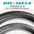 thumbnail image 3 of Meghna Bike Fat Tire 26x3.0 inch 2 pack Bicycle Tire Heavy Duty Wear-Resistant Mountain Snow Tire 26 inch for E-Bike Black, 3 of 8