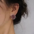thumbnail image 2 of Sparkle Jewels Pear Cut Red Cubic Zirconia Flower Stud Earrings 14K Yellow Gold Finish, 2 of 4