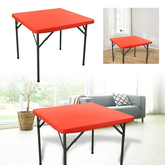 Elastic Square Table Cover 34" - Waterproof Polyester Fitted Tablecloth for Folding Tables - Durable Washable Table Protector for Outdoor & Indoor Events
