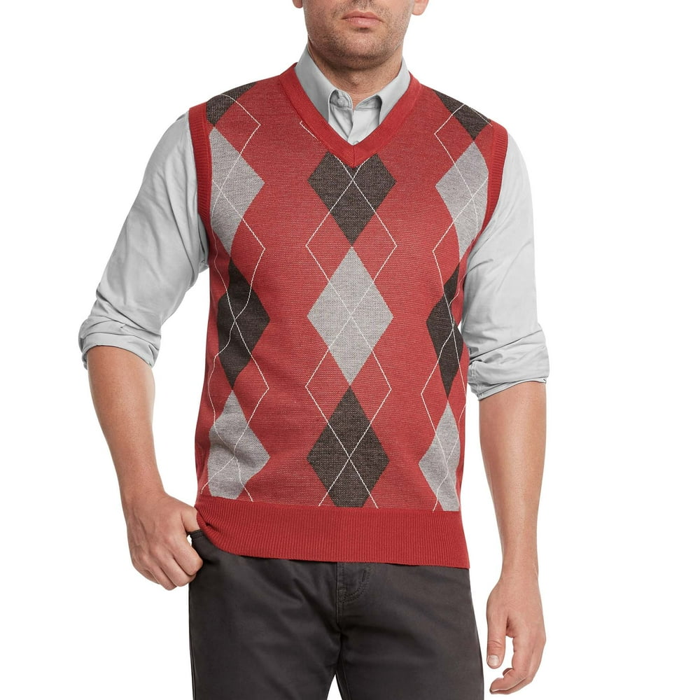 True Rock - True Rock Men's Argyle V-Neck Sweater Vest (Red/Black/Gray ...