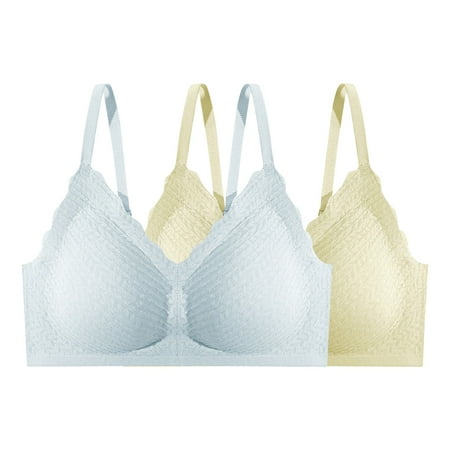 

Royallove Women s Extra-expansion Seamless Soft Support Small Chest Gathered Cup Three Hook-and-eye Sexy Bra 2-Pack