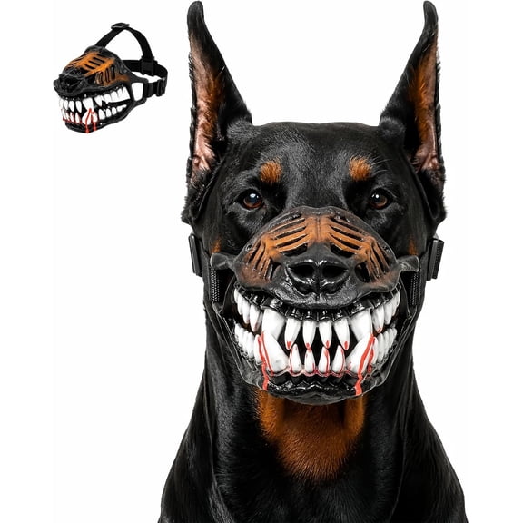 Hell Hound Monster Muzzle, Funny Halloween Pet Costume, Monster Fangs Muzzle Mask, Adjustable Strap Halloween Costume Accessory for Party Photo