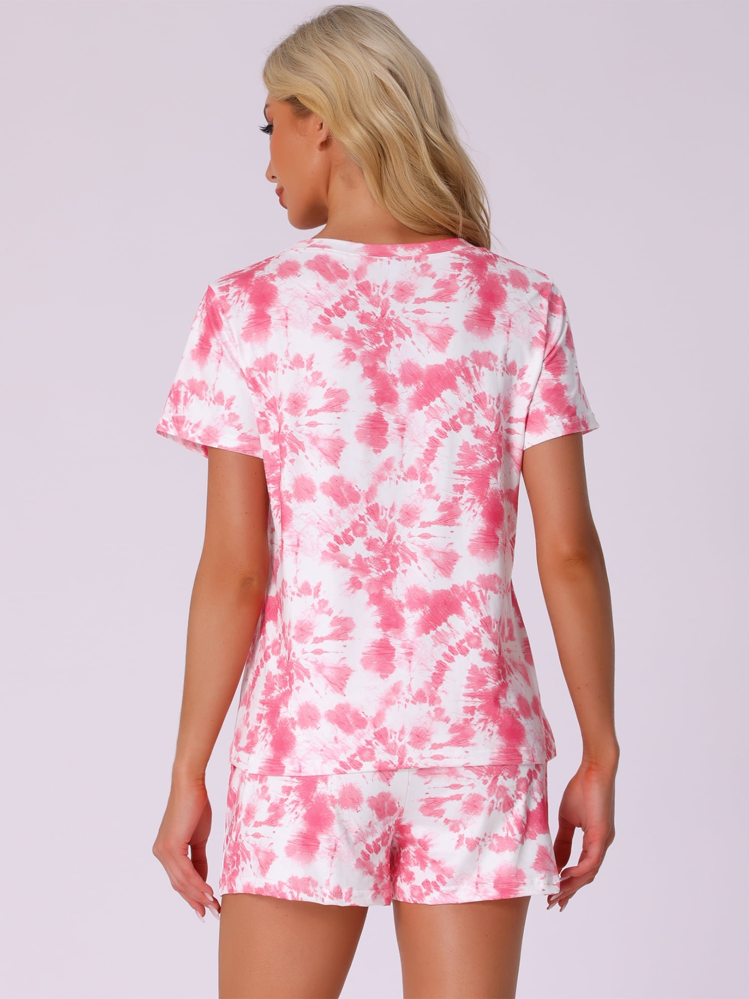 DARING DIVA Pajama Short Sleeve Top Shorts Loungewear Sleepwear Set L Tie-dye